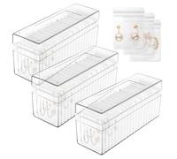 3 Stück Acrylschmuck Organizer Box mit 20 Jurnis Schmucktaschen Klar Schmuck Aufbewahrung 20 Slots Schmuckschachtel Tragbarer Reisemschmuck Organizer für Ringe Ohrringe Halsketten Armbänder Geschenk