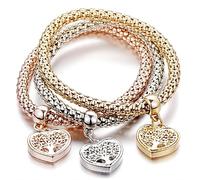 3 Stück Armband Damen mit Lebensbaum Anhänger I Baum des Lebens Maiskette Armbände Verstellbar Armkette Valentinstag Muttertag Weihnachten Geschenk für Sie Frauen Freundin mama(Gold, Roségold, Silber)