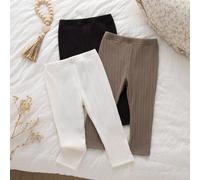 3 Stück Baby Mädchen Baby Mädchen gerippte Leggings süß weiß schwarz kaffee gerippter Strick elastischer Bund schmale Passform regulär Schule Party He