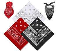 3 Stück Bandana Damen Herren Bandana Set Kopftuch Pirat Damen Kopftücher Piraten Kopftuch mit Paisleymuster Unisex Bandana Tuch Paisley Bandanas Headwear Haar Schal (54 x 54 cm, Rot, Schwarz, Weiß)