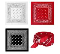 3 Stück Bandana Halstuch Herren Damen,Unisex Kopftuch, Paisley Muster Bandana Set,Headwear Haar Schal Pirat Biker Cowboy,Multifunktional Nickitücher für Kopf Halstuch Handgelenk (Rot Weiß Schwarz)