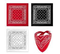3 Stück Bandana Halstuch Herren und Damen,Rotes Tuch,Dreieckstuch,Bandanas Headwear Haar Schal Pirat,Paisley Halstuch,Unisex Kopftuch,Cowboy Halstücher,Multifunktional Kopftücher (Rot Weiß Schwarz)