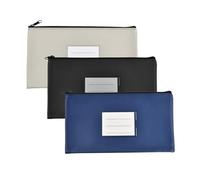 3 Stück Banktasche, 28x15cm Geldtasche aus Kunstleder, A5 Dokumentenmappe mit Reißverschluss und Fenster zur Beschriftung, Wasserdichte für Schule, Haushalt und Business (B)