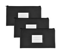 3 Stück Banktasche, 28x15cm Geldtasche aus Kunstleder, A5 Dokumentenmappe mit Reißverschluss und Fenster zur Beschriftung, Wasserdichte für Schule, Haushalt und Business (A)