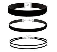 3 Stück Choker Kette Damen,Schwarz Velve Halsband Schmuck,Joker Kette,Collar Women,Chocker Halskette Set,Verstellbare Klassische Kropfband Necklace für Frauen Mädchen,Dancing Geburtstag Party Cosplay