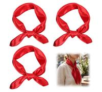 3 Stück Damen Seidentuch Rot, Rotes Leicht Seidenschal Halstuch Bandana Kopftuch Halstücher, Elegante Vielseitiges Roter Schal Damen, Vintage Kostüm Zubehör Geschenk für Frauen, 60 x 60 cm