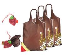 3 Stück Faltshopper PUNTA Strawberry ERDBEERE / Ultra klein / fürs Auto, für den Marktkorb