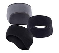 3 Stück Fleece Stirnband Winter,Ohrenwärmer, Winddichtes Kälteschutz Elastisch Stirnbänder de Fahrt,Joggen,Wandern für Damen Herren (Schwarz + Schwarz + Grau)
