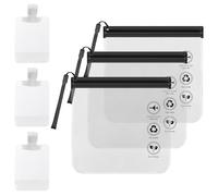 3 Stück Flüssigkeiten Beutel Handgepäck 20 x 20 cm, Flugzeug Flüssigkeiten Beutel mit 3 Quetschbeutel 50 ml, Reisebeutel Flüssigkeiten Tragbar für Flugzeuge Züge Kreuzfahrt