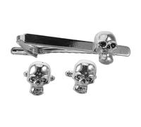 3 Stück Geschenkideen Totenkopf Krawattenklammer aus Legierung | Silber, Gothic Stil für Anzug und Hemd, Passend zu Hochzeiten und Abendveranstaltungen