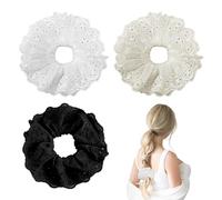 3 Stück große Spitzen-Haargummis, riesige Spitzen-Haargummis, Pferdeschwanz-Haargummis, elegante Haargummis, Brautjungfern-Haargummis, hohle Spitzen-Haargummis für Damen und Mädchen