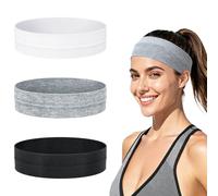 3 Stück Haarband Damen, Rutschfestes Stoff Sport Stirnband Damen Herren, Schweiß Aufnehmendes Headband Dünn, Elastisches Weiches Hair Band für Laufen, Yoga, Workout (Schwarz, Weiß, Grau)