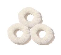 3 Stück Haargummi Ohne Beschädigung, Plüsch Haargummis Mädchen, Weiche Dicke Haarband Haarschmuck Damen-Beige Weiß-D:7cm(2.75inch)