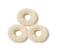 3 Stück Haargummi Ohne Beschädigung, Plüsch Haargummis Mädchen, Weiche Dicke Haarband Haarschmuck Damen-Beigegelb-D:7cm(2.75inch)
