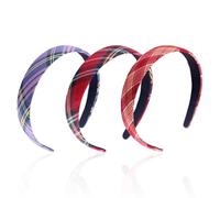 3 Stück Kariertes Stirnband, Klassisch