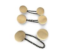 3 Stück Knopfpaar zum Annähen (22 mm) gold matt mit Kette Kettenknöpfe Verschluss Jackenverschluss