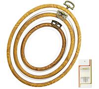 3 Stück Kreuzstich Rahmen Verschiedene Größen Stickerei Rahmen Rund Stickrahmen Set Kunststoff Mini Stickring Stickerei Ring für DIY Kreuzstich-Produktion und Display,Ovales Stickrahmen-Set