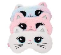 3 Stück Kuschelige Katzen Augenmaske mit Gummiband | Reisende, Sanft zur Haut, Elastisches Design, für Nickerchen, Camping