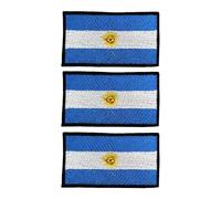 3 Stück Länderflaggen-Patch-Set - 7 × 4 cm bestickte Aufnäher zum Aufbügeln / Aufnähen für Jacken, Westen, Rucksäcke, Hüte, Taschen & DIY Handwerk (Argentinien)
