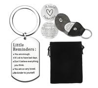 3 Stück Little Reminders Schlüsselanhänger Set, 1 schlüsselring mit 1 Pocket Hug Token und 1 Geschenkbeutel mit Zugband, Schlüsselband für Freund Beste Freundin Valentinstag