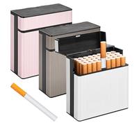 3 Stück Metall Zigarettenetui aus Aluminium, Zigaretten Box für 40 Zigarettenschachtel Box Cigarette Case Elegante Zigaretten Kasten, Druck- und Feuchtigkeitsbeständiges Versiegeltes Zigare