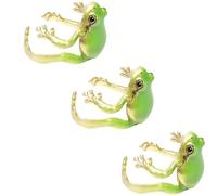 3 Stück Neueste Baumfrosch-Ringe | Niedliche Froschringe für Frauen | Offene Froschringe aus Kunstharz | verstellbare Ohrmanschetten | Offene Frösche geformt, zarter Froschring Schmuck für Männer,