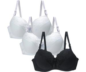 3 Stück Push-Up-BHs für Damen, florale Spitze, nicht gepolstert, volle Abdeckung, Minimizer-BH, Alltags-BHs, Push-Up-Unterwäsche, Unterstützung, bequem, Bralette, Lounge, Dessous, atmungsaktiv mit