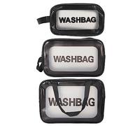 3 Stück PVC Makeup Tasche wasserdichte transparente Kosmetiktasche für Reise Bad Outdoor Aktivitäten Material PVC Farbe Schwarz Größe 3er Set Christmas Gifts