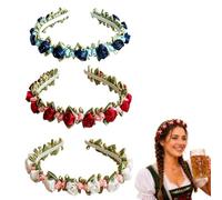 3 Stück Rosen Haarreif Damen Oktoberfest Accessoires, Dirndl Haarschmuck | Eleganter Dirndl Accessoires, Floraler Kopfschmuck mit Satinrosen, für Hochzeit, Oktoberfest, Trachten, Party
