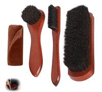 3 Stück Rosshaarbürste 100% Schuhbürste, Schuhbürstenset Buchenholz Lederpflege Set Wildleder Sneaker Reinigungsset, Glanzbürste mit Poliertampons für Schuhe Sneaker Stiefel