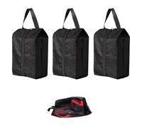 3 Stück Schmutzabweisende Schuhtaschen, 39x19cm Wasserabweisend Schuhtasche, Oxford Schuhbeutel für Reisen, Reißverschluss Reiseschuh-Taschen, für Schuhe, Turnschuhe, Absätze (Schwarz)