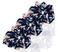 3 Stück Scrunchies Seide dicke Haargummi Seide Hair Bun Elastische Haargummi Weiche Schlaf-Haargummis Satin Scrunchie Zopfgummis Haarbänder Mädchen Satin Haargummi-blau-1 Count (Pack of 3)
