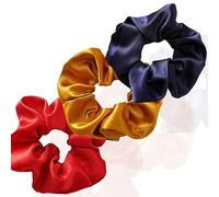3 Stück Scrunchies Seide dicke Haargummi Seide Hair Bun Elastische Haargummi Weiche Schlaf-Haargummis Satin Scrunchie Zopfgummis Haarbänder Mädchen Satin Haargummi-Tricolor D-1 Count (Pack of 3)