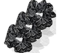 3 Stück Scrunchies Seide dicke Haargummi Seide Hair Bun Elastische Haargummi Weiche Schlaf-Haargummis Satin Scrunchie Zopfgummis Haarbänder Mädchen Satin Haargummi-schwarz-10 5CM