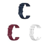 3 Stück Silikon Armband Kompatibel mit Fossil Stella Gen 6 Hybrid/Carlie Gen 6 Hybrid Armband, 18mm Weiches Silikon Sport Armbänder Ersatzbänder für Männer Frauen (White+Dark Blue+Wine, One Size)
