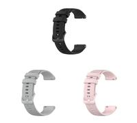 3 Stück Silikon Armband Kompatibel mit Fossil Stella Gen 6 Hybrid/Carlie Gen 6 Hybrid Armband, 18mm Weiches Silikon Sport Armbänder Ersatzbänder für Männer Frauen (Black+Grey+Pink, One Size)