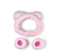 3 Stück Spa-Stirnband Gesichtswasch-Armband-Set, Haarband Kosmetik, Abschmink Haarband, Make-Up Stirnband und Armband Für GesichtswäSche Hautpflege FüR Mädchen und Frauen (Rosa)