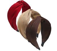 3 Stück Stirnbänder für Damen, Boho, Wickelbindung, modische Haarbänder, elastisch, gedrehter Haarschal, hübsche Fliege, breite Haarbänder für Frauen, Großbritannien und Mädchen (einfarbig)