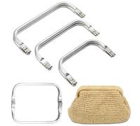 3 Stück Taschenverschluss in 3 Größen: 16 cm, 18 cm, 22 cm. Kussverschluss für Taschen, U-förmige Tasche, Innengriff. Griff für Häkelrahmen. Tasche aus Aluminium in U-Form
