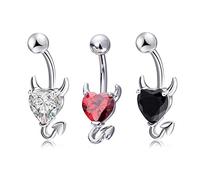 3 Stück Teufelspfirsichherz Kristall Nabelring 10 Mm Chirurgenstahl Ohrstecker Körperschmuck Geschenk Für Freunde Frau Mutter Piercing Bauchnabelring Piercings Punk Rock Halskette Frauen Mädchen Leder