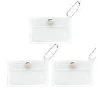 3 Stück transparente Kartenhalter Schlüsselanhänger Geldbörse kleine Münzbörse Mini Kleingeld Tasche wasserdichte Kartenhülle für Frauen Mädchen, farblos, Wasserdichte, transparente Tasche