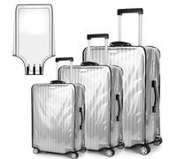 3 Stück Transparente Koffer Abdeckungen, 20+24+28 Zoll Koffer Schutzhülle Transparent, Kofferhülle PVC, Wasserdicht, Staubdicht und Kratzfest, Kofferschutzhülle, für Hause Geschäftsreisen Reisen