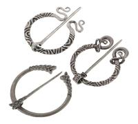 3 Stück Vintage Brosche Wikinger Schalschnalle aus Legierung | Mittelalter Schmuck Damen, Brosche Umhangnadel, Verschlüsse für Kleidung, Silber, für Taschen und Hats