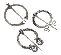 3 Stück Vintage Wikinger Brosche Legierung Schalschnalle | Mittelalterliche Kostümzubehör für Damen, Silberner Modeschmuck mit Spiral und Schlangenform, für Kleidung