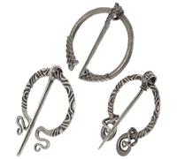 3 Stück Vintage Wikinger Broschen aus Legierung, Silber | Umhangnadeln für Damen, Mittelalterliches Kostümzubehör, für Cardigans, Pullover und Rollkragen