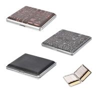 3 Stück Zigarettenetui Metall Leder, Zigarettenetui für 20 Zigaretten Leder Metall Zigarettenbox Cigarette Case mit Schnappverschluss Zigarettenetui Vintage für Männer Frauen Damen Herren