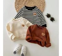 3 Stücke Neugeborenen Baby süßer gestrickter gestreifter Cartoon Muster Langarm Sweatshirt Set, Herbstkleidung