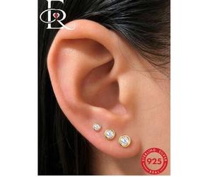 3 Stücke/Set 2mm 3mm 4mm 925er Sterlingsilber Ohrringe für Frauen Kugelstecker Ohrringe Europäischer und Amerikanischer Mode 2023 Schmuck Geschenk