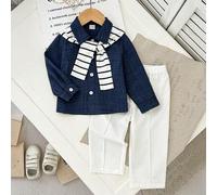 3 Stücke/Set Baby Jungen Lässig Multifunktionale Bequeme Regenjacke, Hemd mit Leinenkragen und langem Arm und Hose mit Gummibund, geeignet für Pendeln