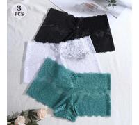 3 Stücke/Set einfarbige Schleifen Blumen Spitze Bikini Höschen, sexy & romantische Damen Unterwäsche